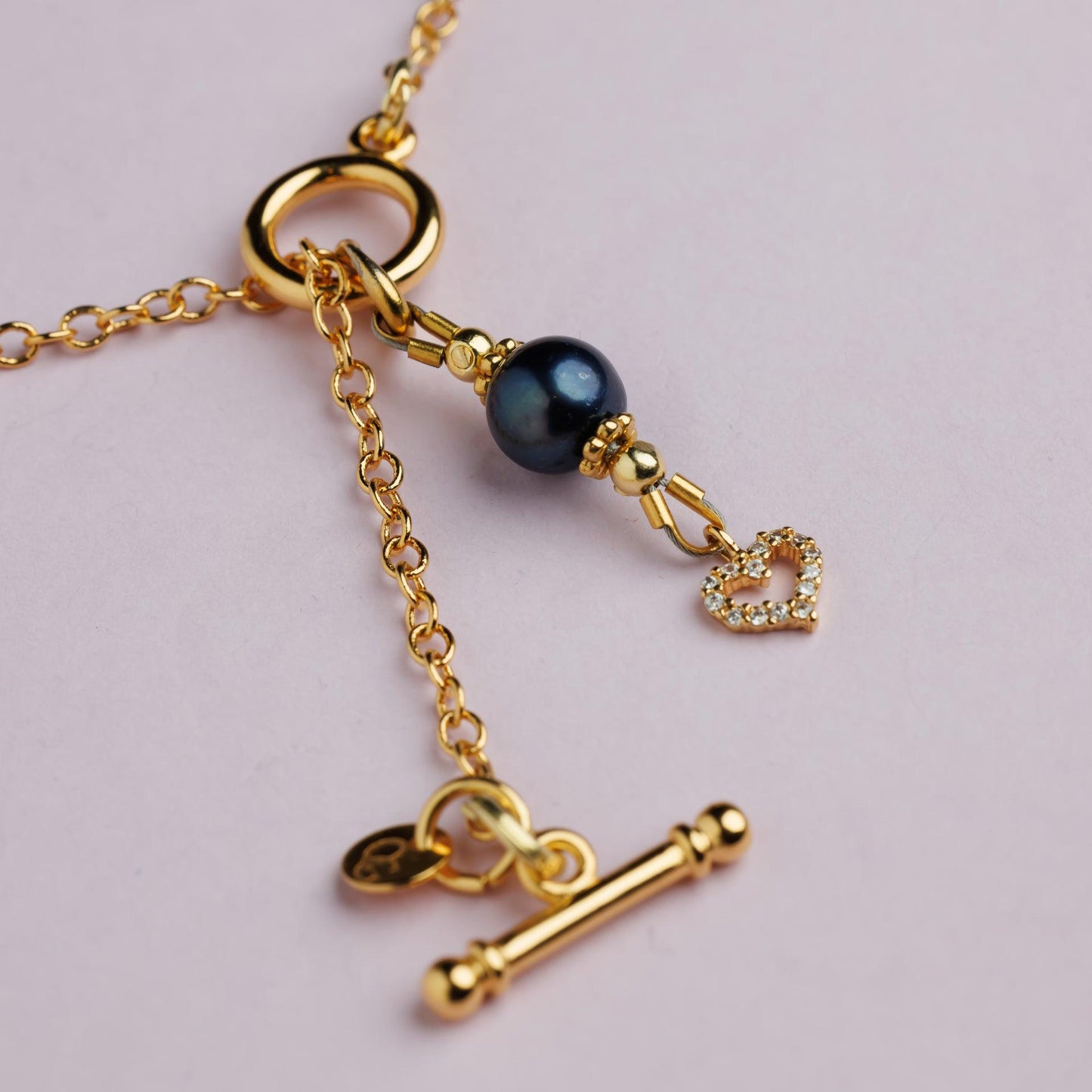 Collier en maille or -Perle de Tahiti - LILY