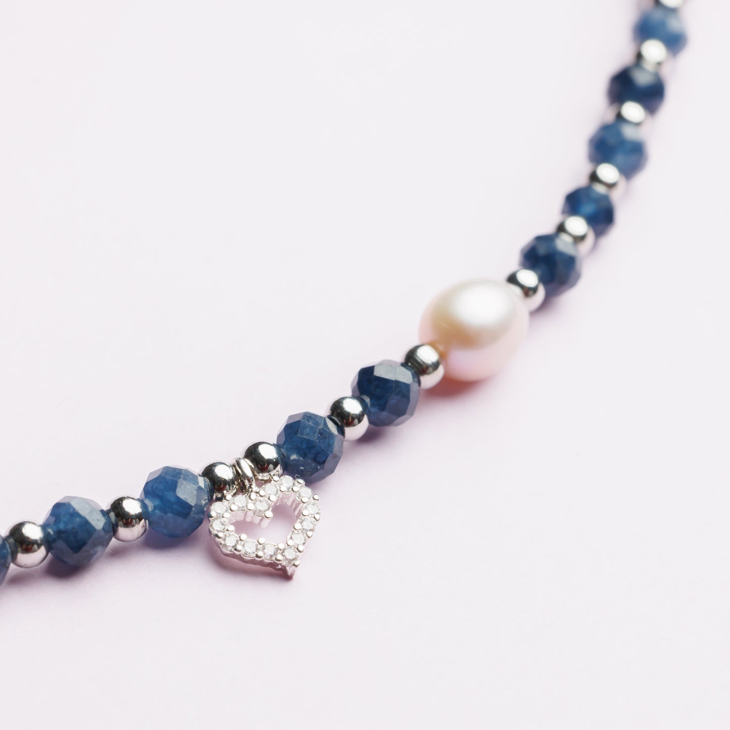 Bracelet argent - Saphir et Perle de culture - Cœur - JULIA