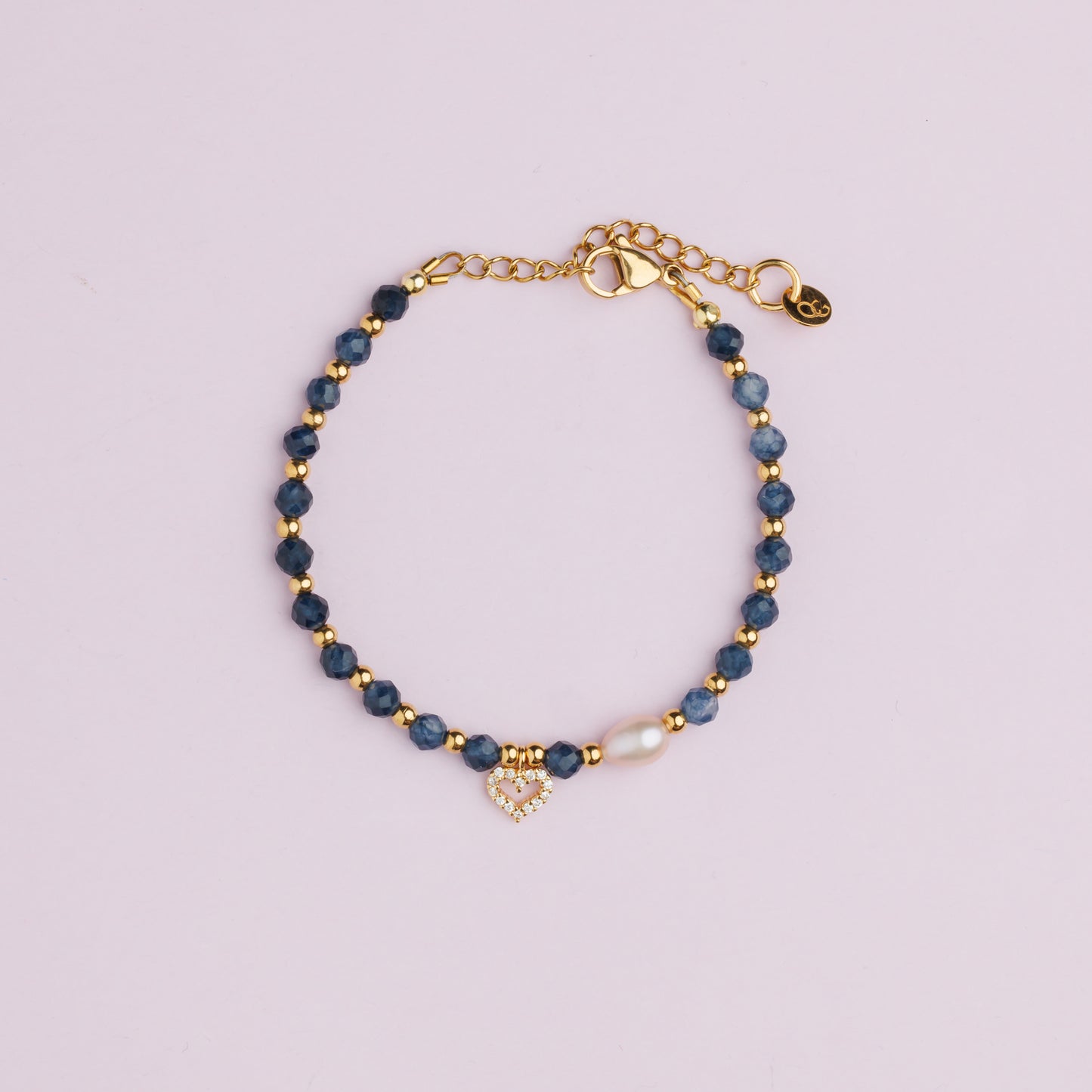 Bracelet or - Saphir et Perle de culture - Cœur - JULIA