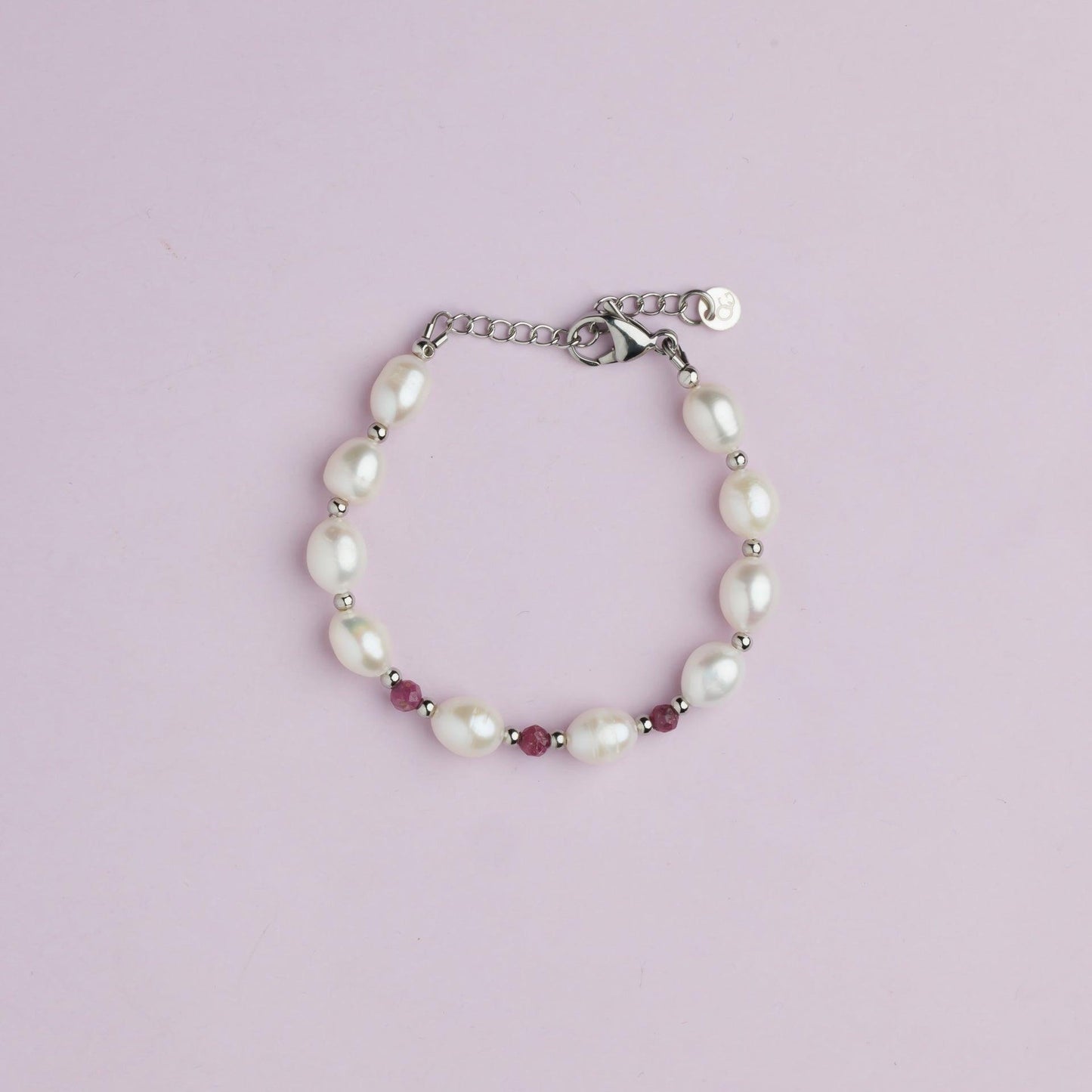 Bracelet argent - Perle de culture et Rubis - DIVINA