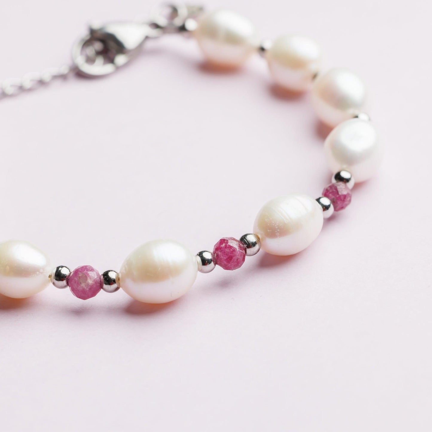 Bracelet argent - Perle de culture et Rubis - DIVINA