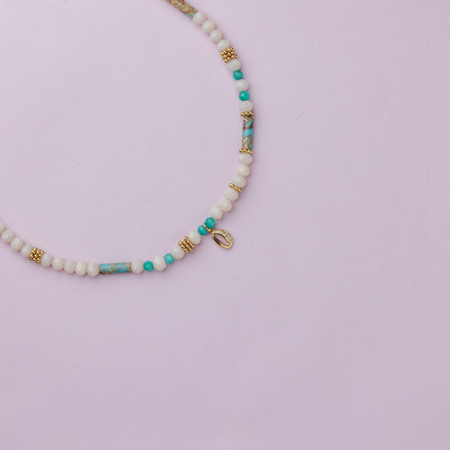 Collier or - Jade - Amazonite et jaspe - BOMBAY