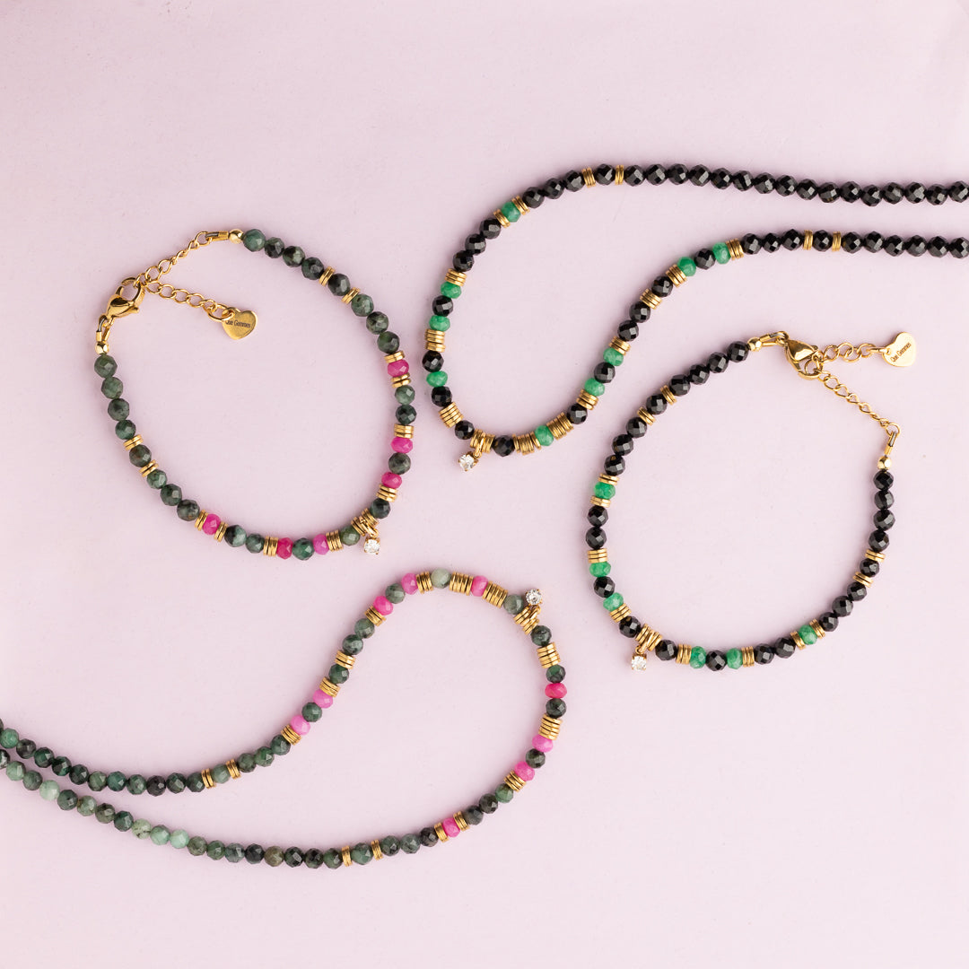 Collier or - Spinelle et onyx vert - NIRVANA