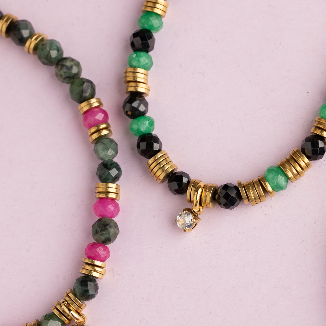 Collier or - Spinelle et onyx vert - NIRVANA