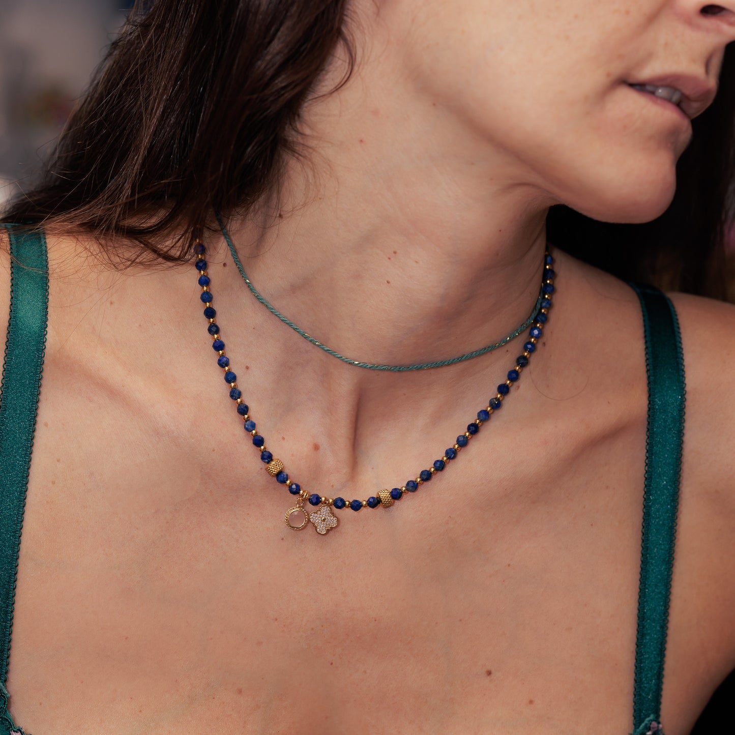 Collier or - Emeraude - FRIDA