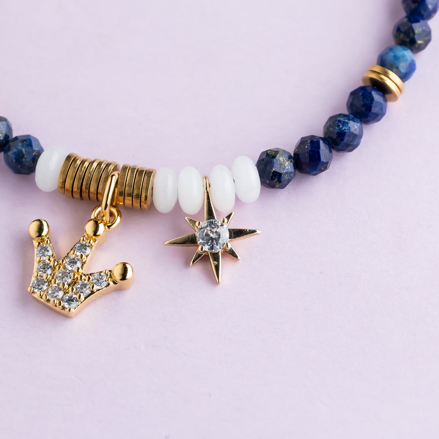 Bracelet or - Lapis lazuli - Jade - CROWN
