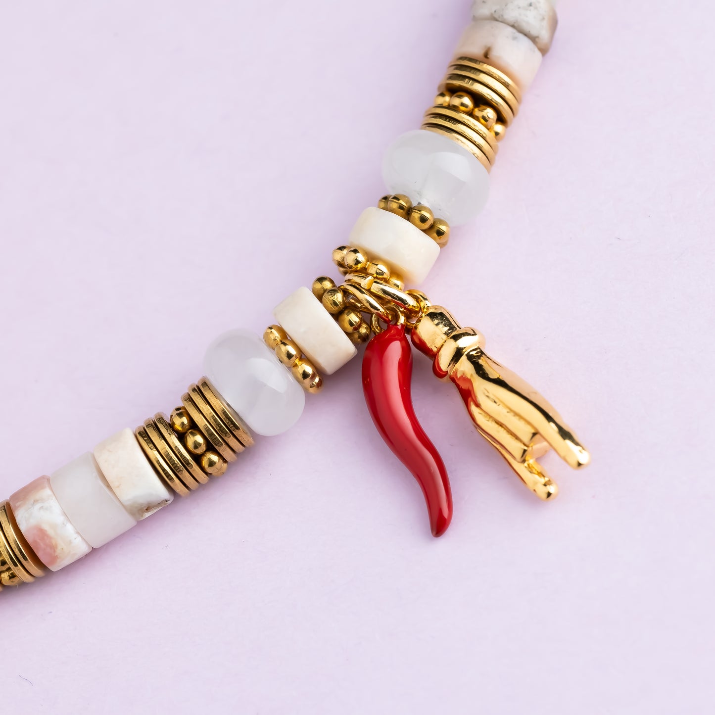 Collier or - Opale - Hématite et jade - RITA