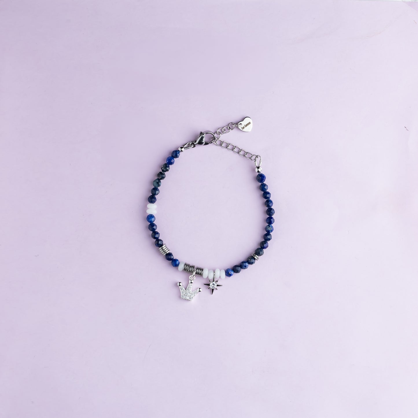 Bracelet argent - Lapis lazuli - Jade - CROWN