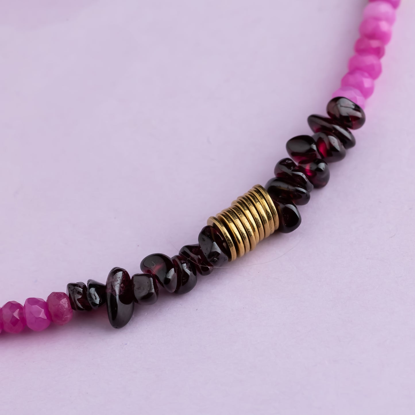 Collier or - Jade et grenat - NOAH