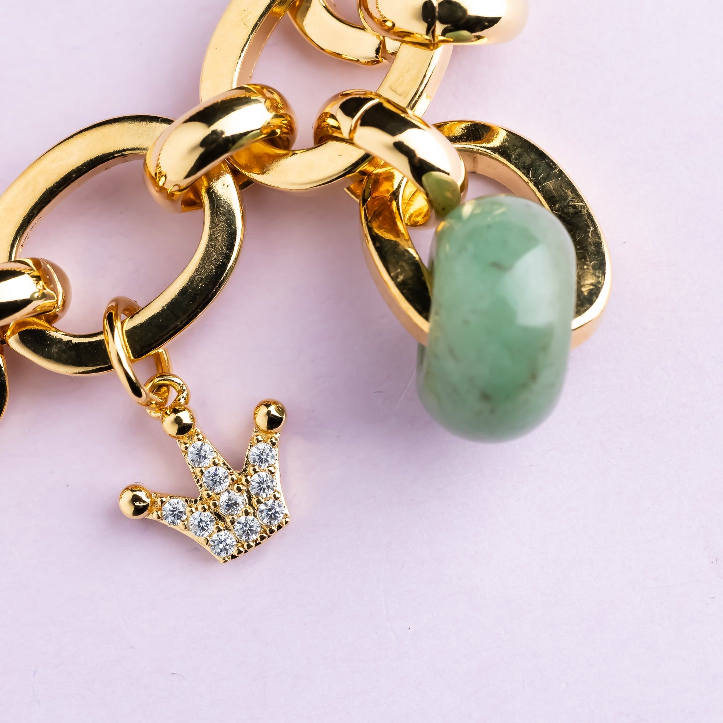 Collier en maille or - Aventurine - XENA