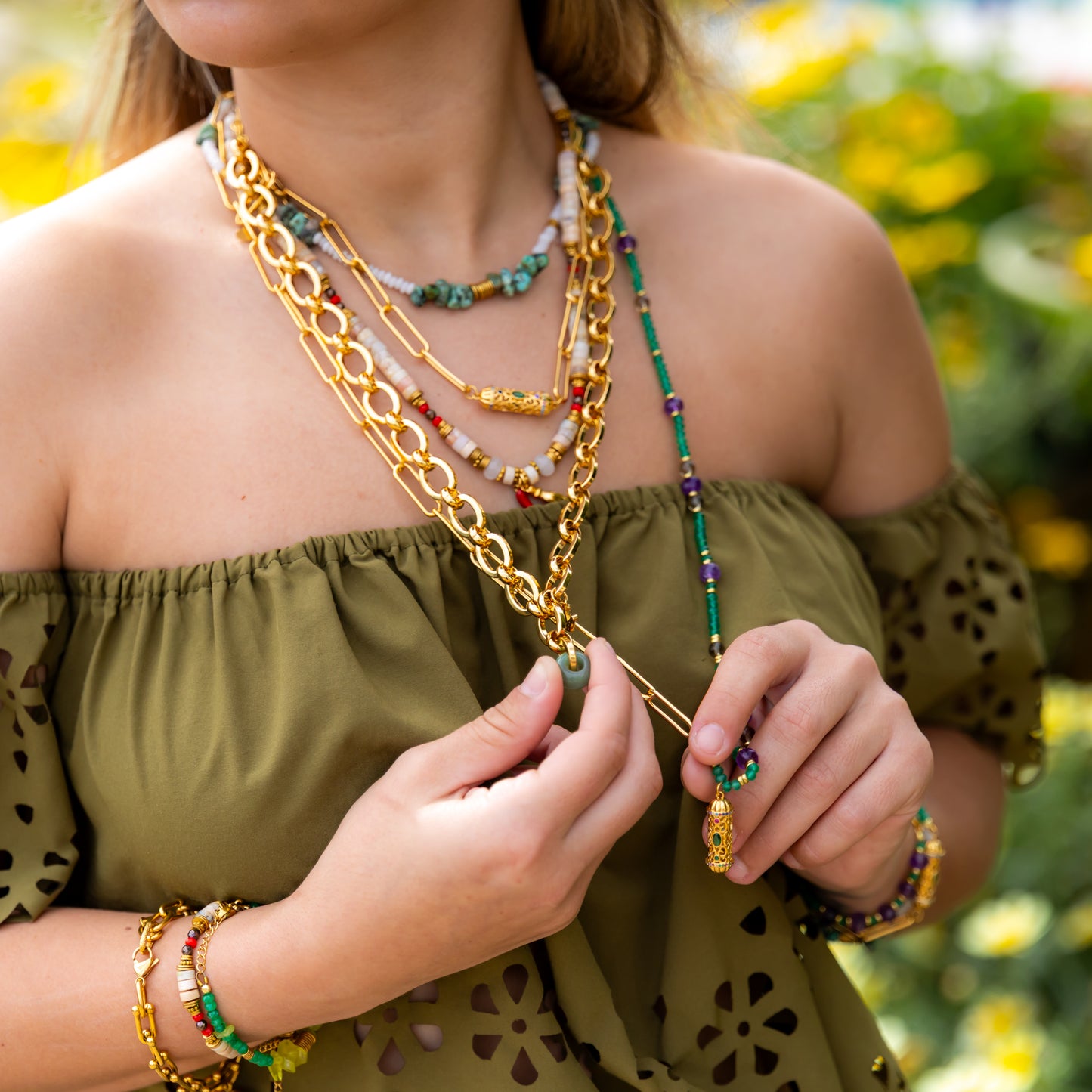 Collier or - Jade et turquoise - NOAH