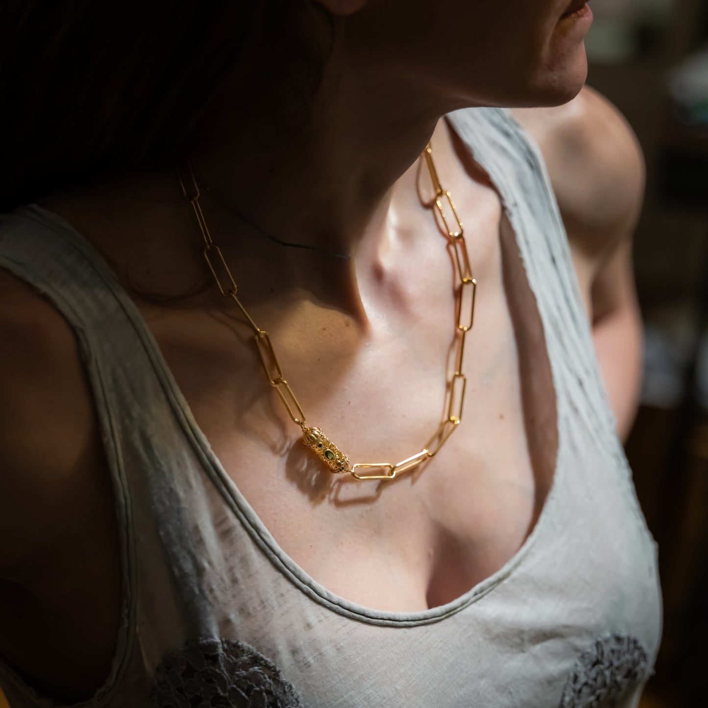 Collier maille plaqué or - Talisman - INDIRA