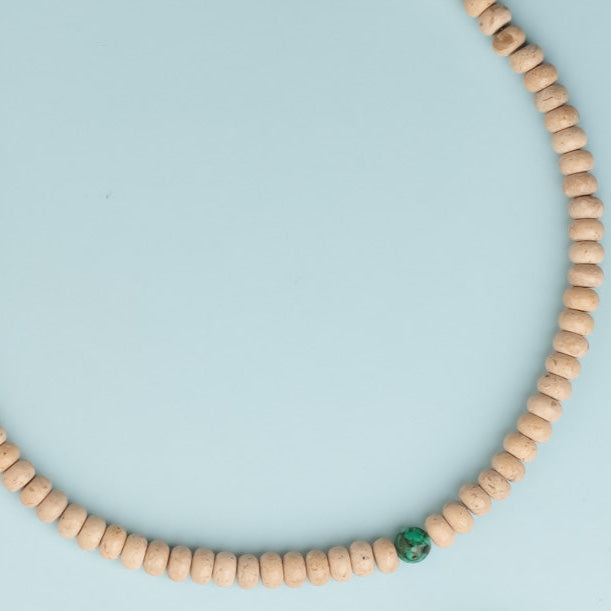 Collier argent - Agate beige - MARIUS