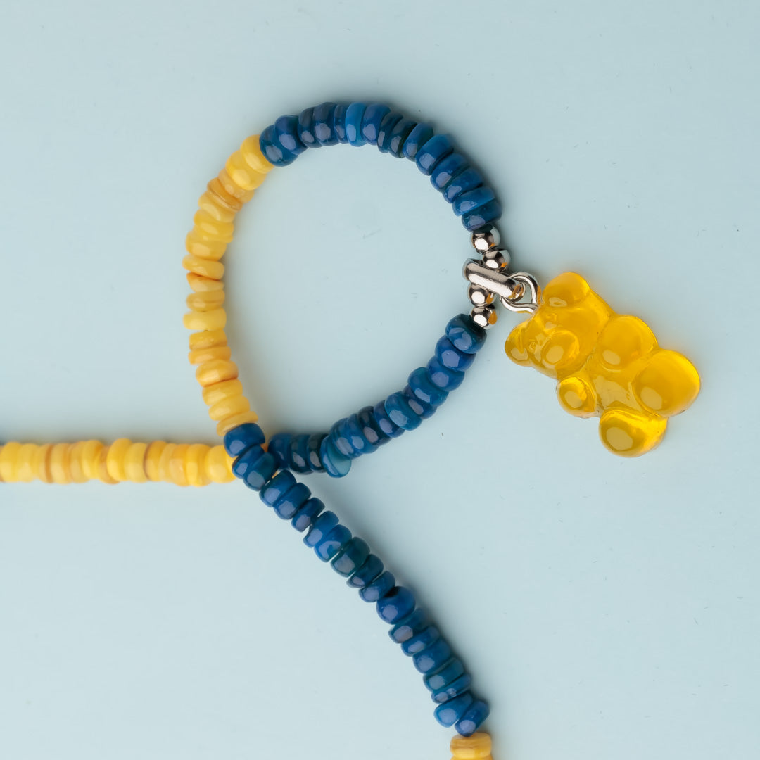 Collier argent - Heishi - Ours jaune – HARIBO