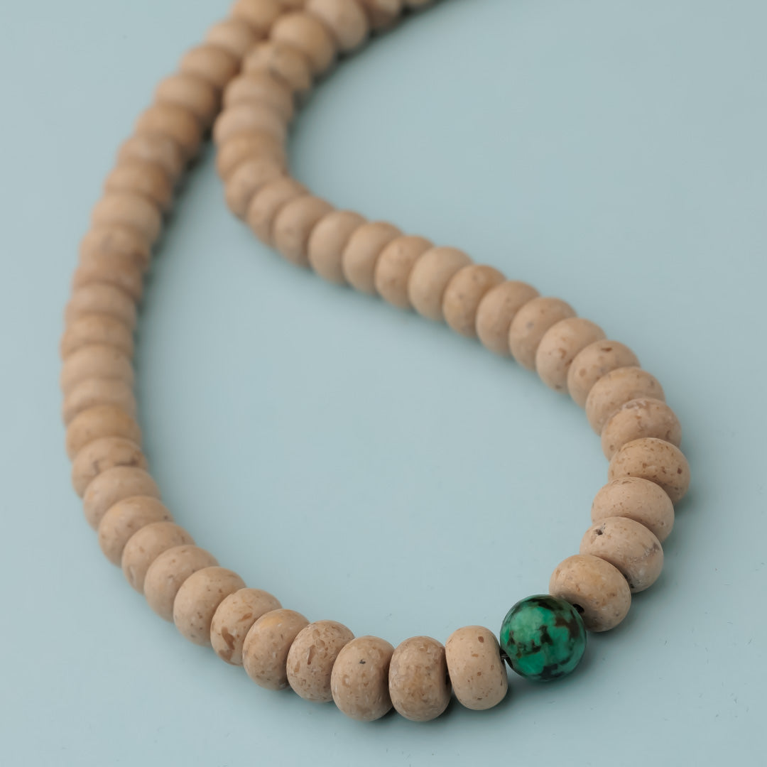 Collier argent - Agate beige - MARIUS