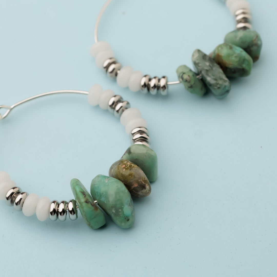 Créole argent - Jade et turquoise - Zora