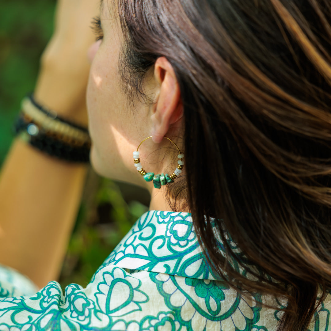 Créole argent - Jade et turquoise - Zora