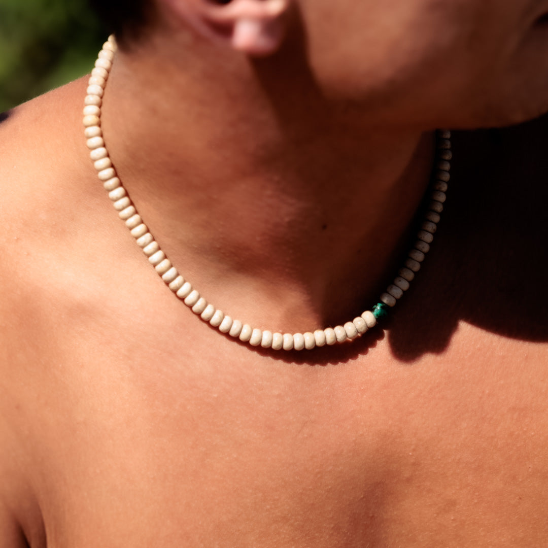 Collier argent - Agate beige - MARIUS