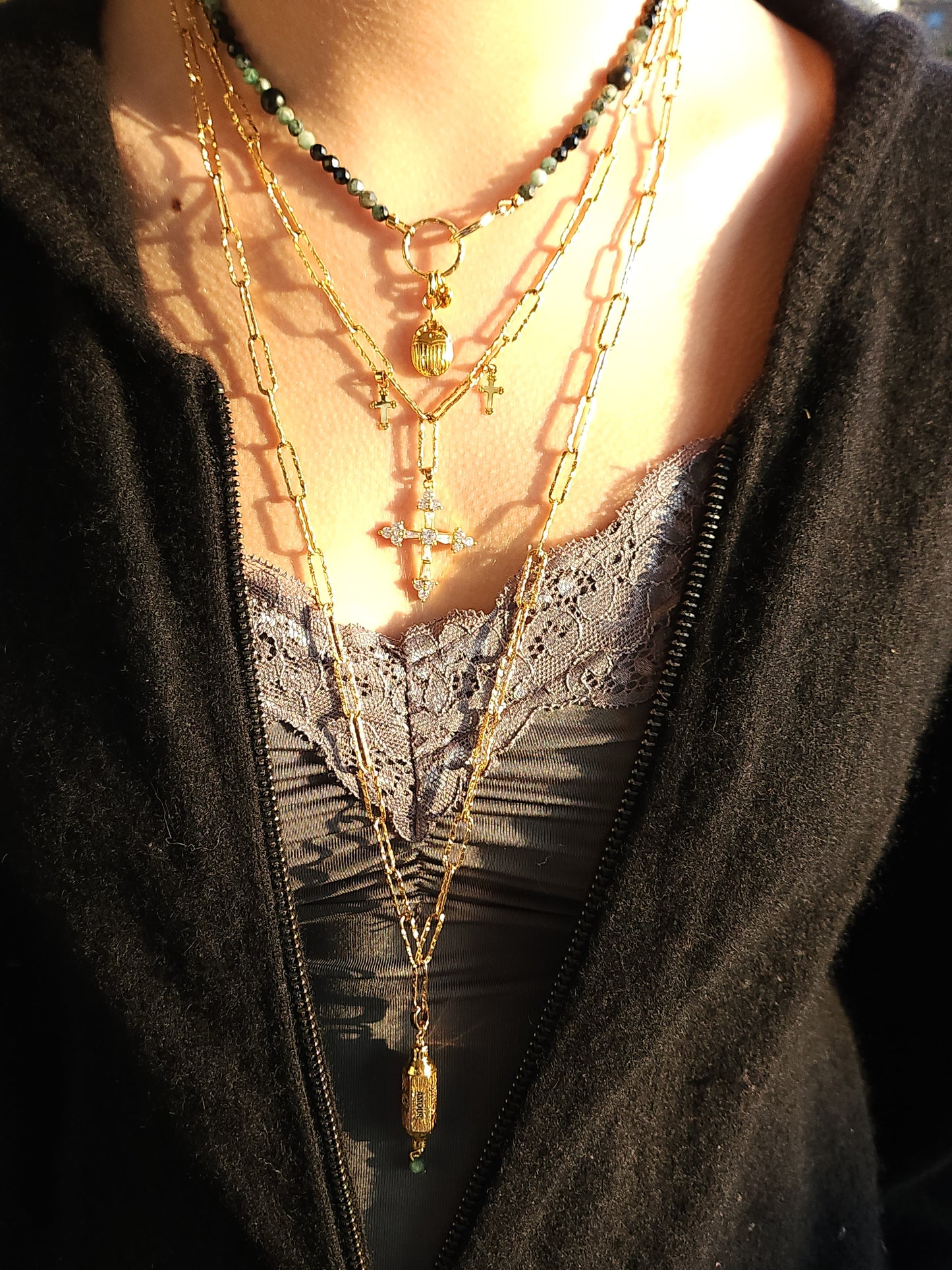 Collier en maille or - Croix - LUCIE