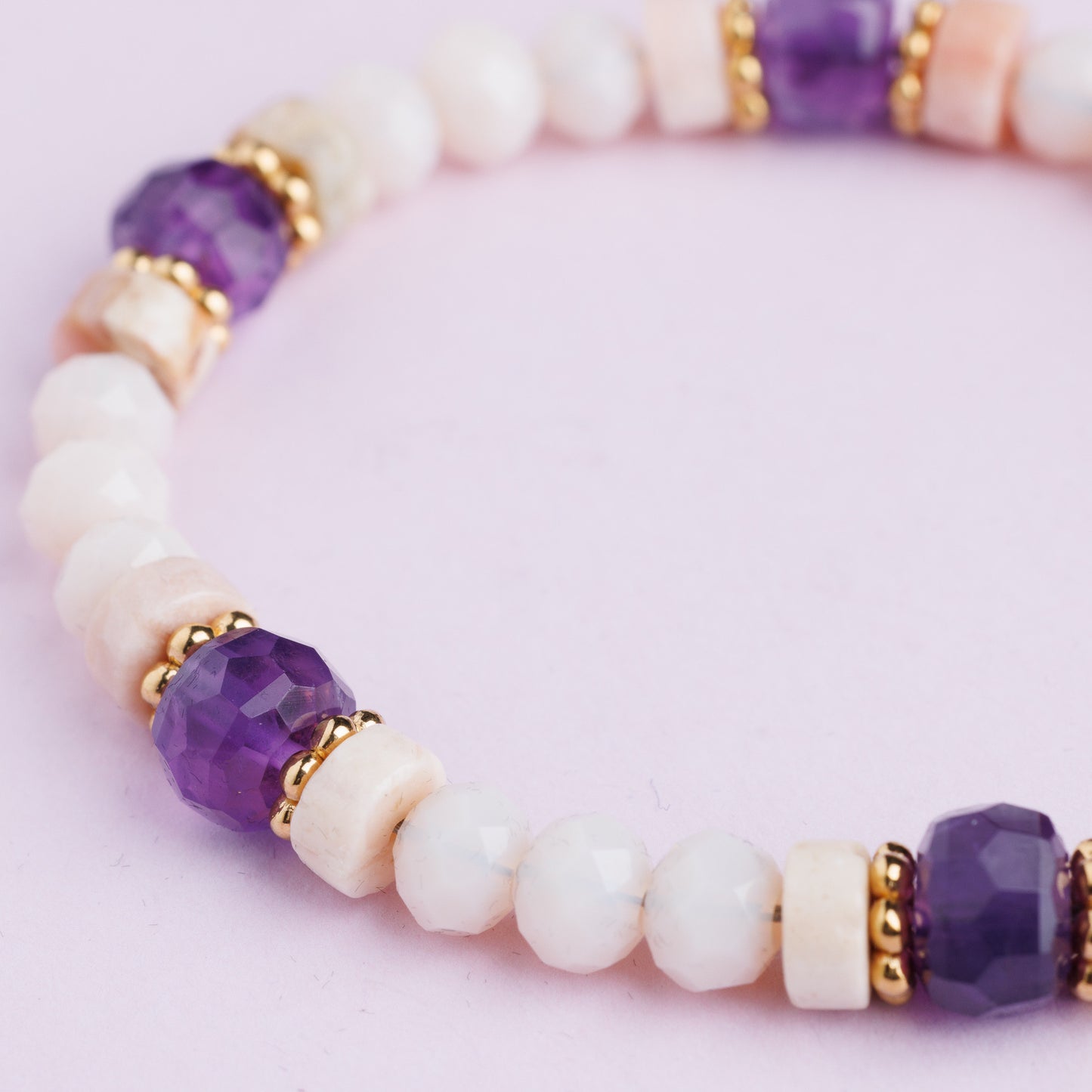 Bracelet acier inoxydable or - Jade et améthyste - JADE