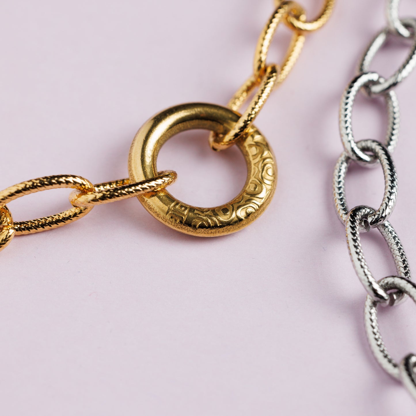 Collier en maille acier inoxydable argent - Anneau - DANNY