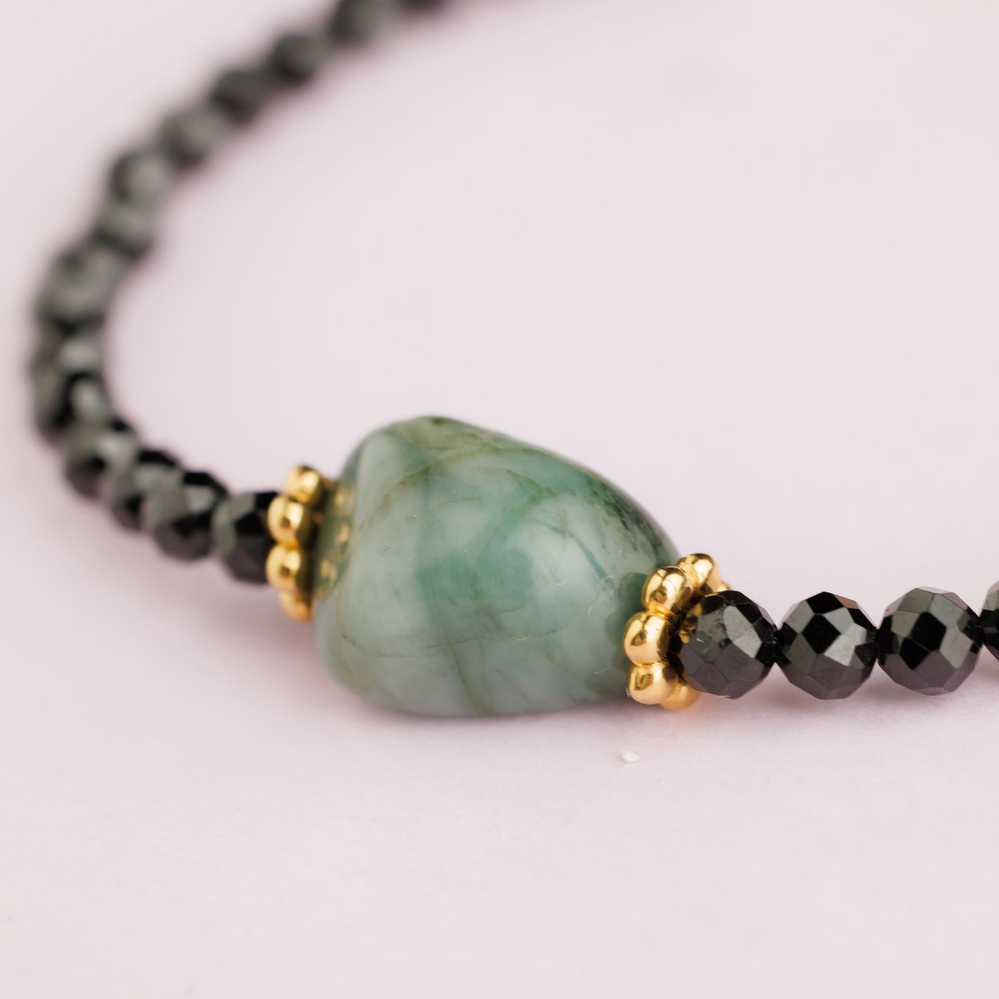 Bracelet plaqué rhodium - Spinelle et émeraude - Emeline