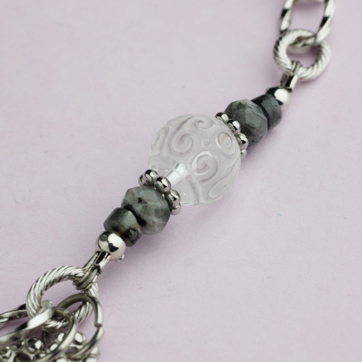 Collier en acier inoxydable argent - Quartz blanc - Œil - SHANA
