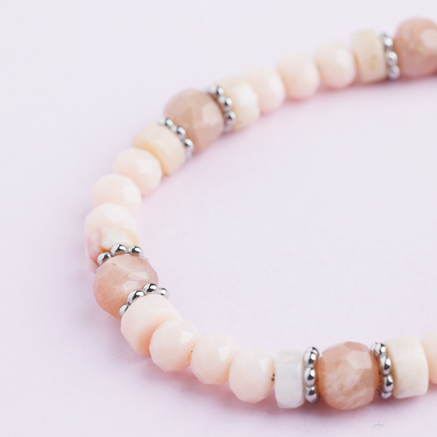 Bracelet acier inoxydable argent - Jade et pierre de lune - JADE