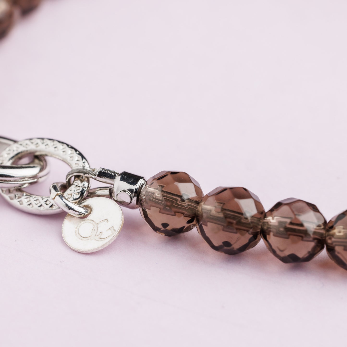 Bracelet plaqué rhodium - Quartz fumé - MANON