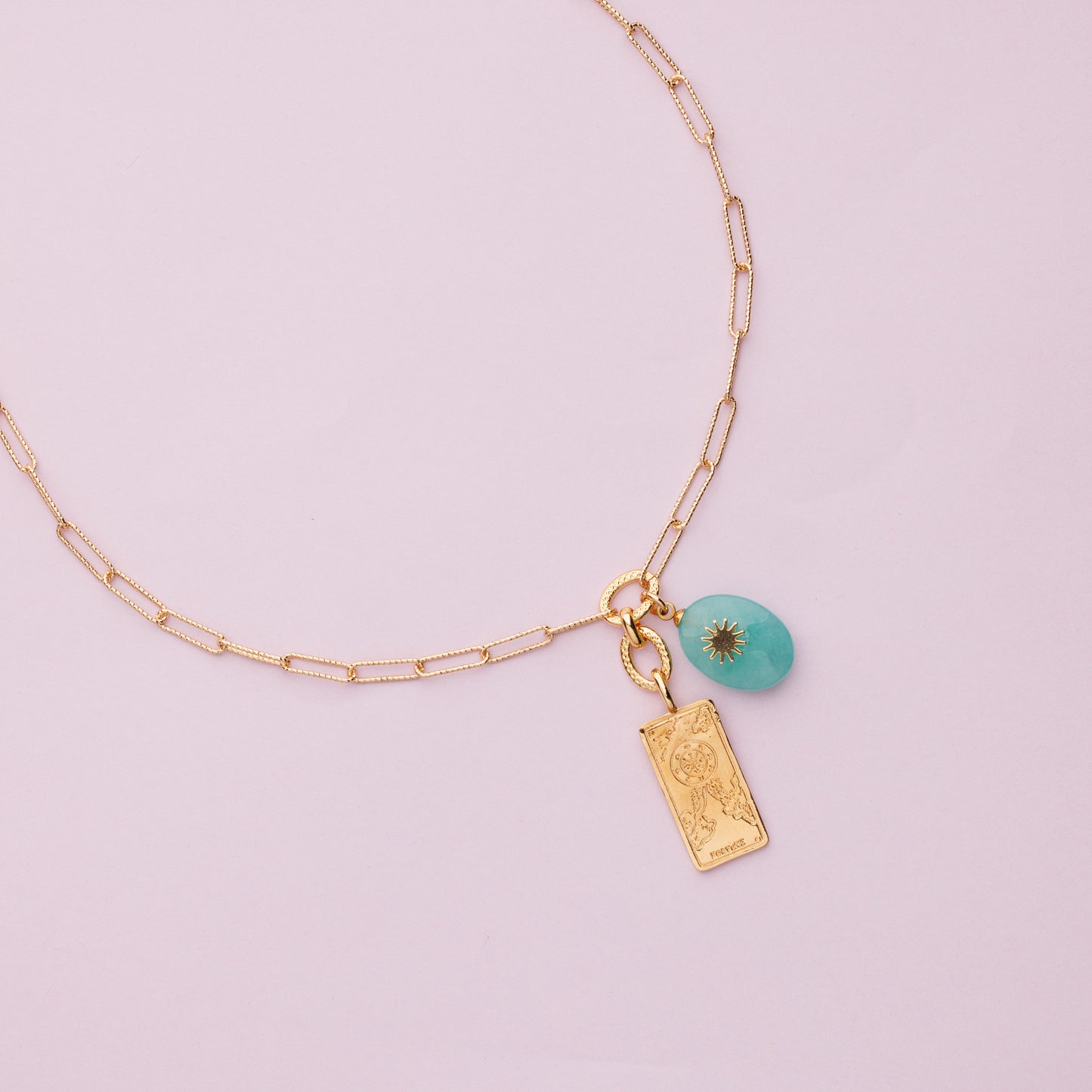 Collier en maille or et jaspe bleu - TANIA - Tarot