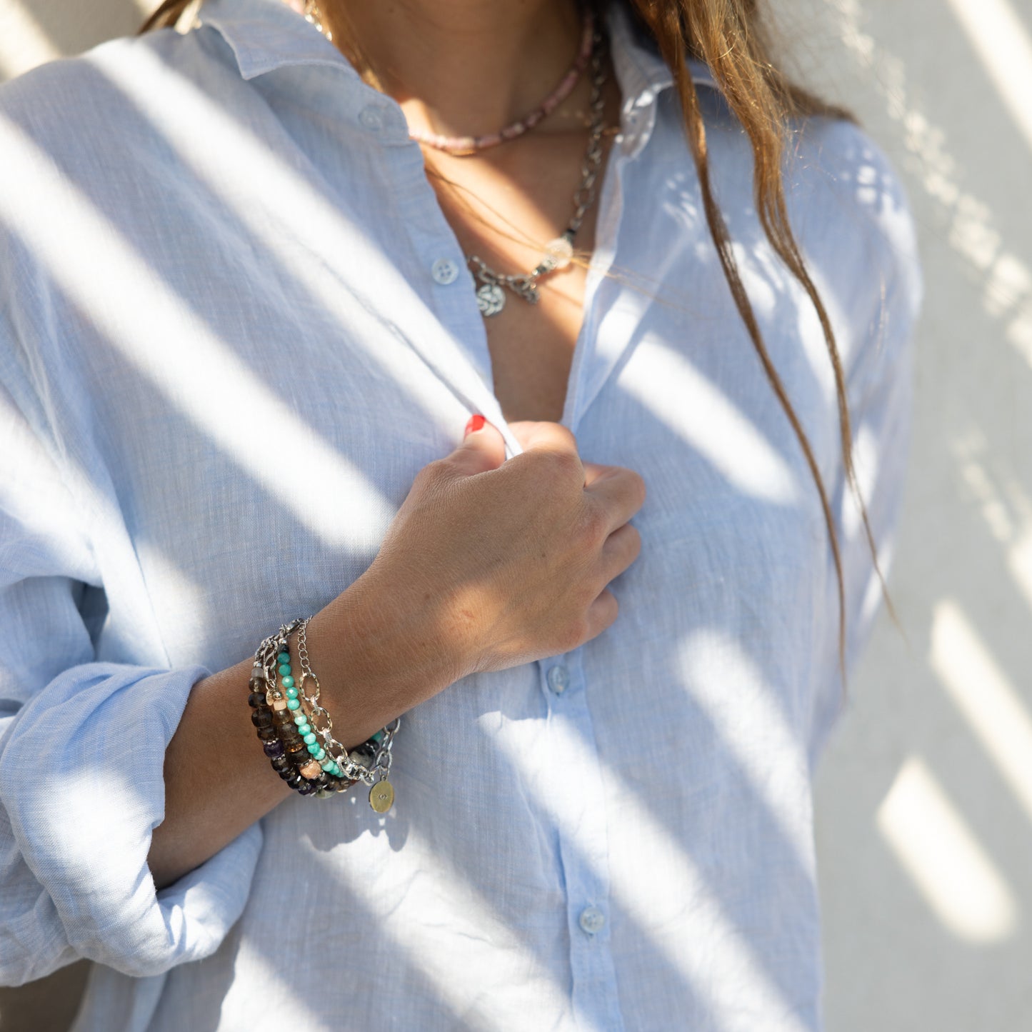 Bracelet maille acier inoxydable argent - Œil - NEALA