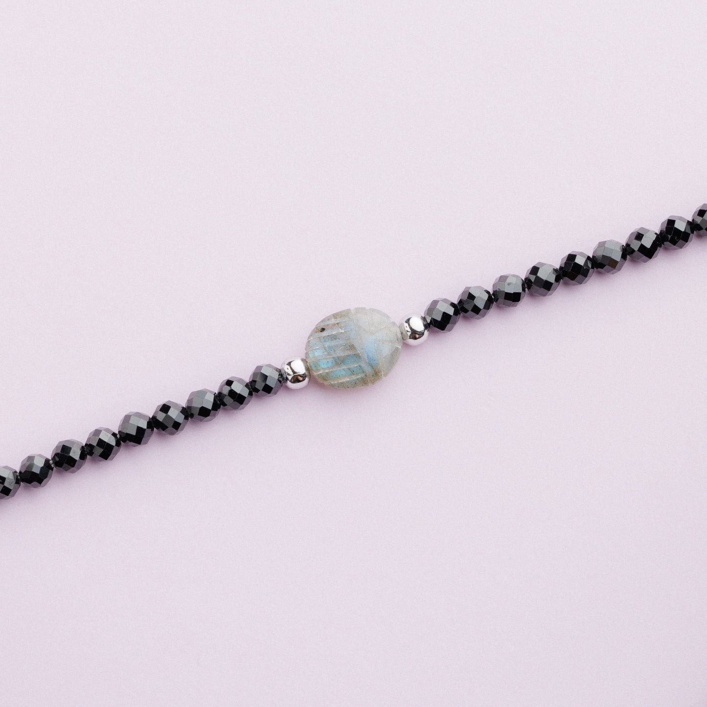 Bracelet plaqué rhodium - Spinelle et labradorite - EMMA