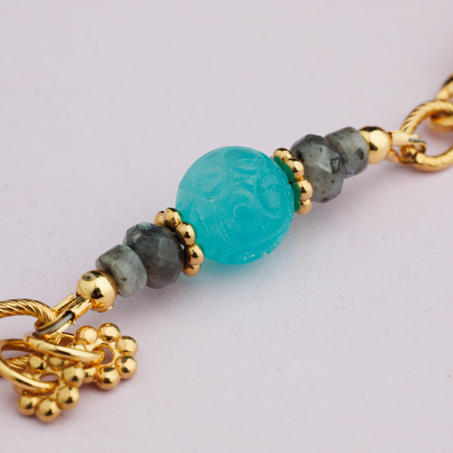 Collier en acier inoxydable or - Amazonite - Œil - SHANA