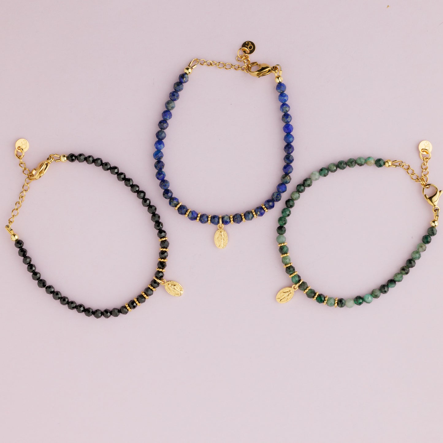 Bracelet or - Hématite - Médaille miraculeuse - MARIA