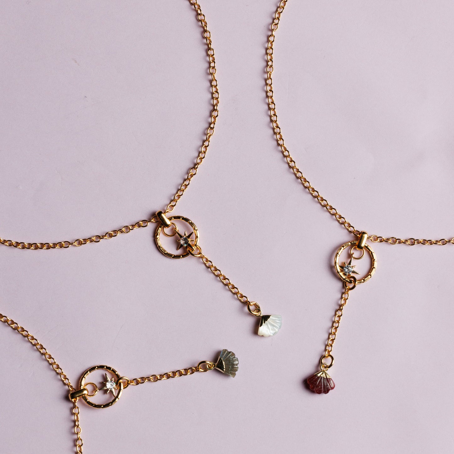 Collier en maille or - Ginko rubis - GINA