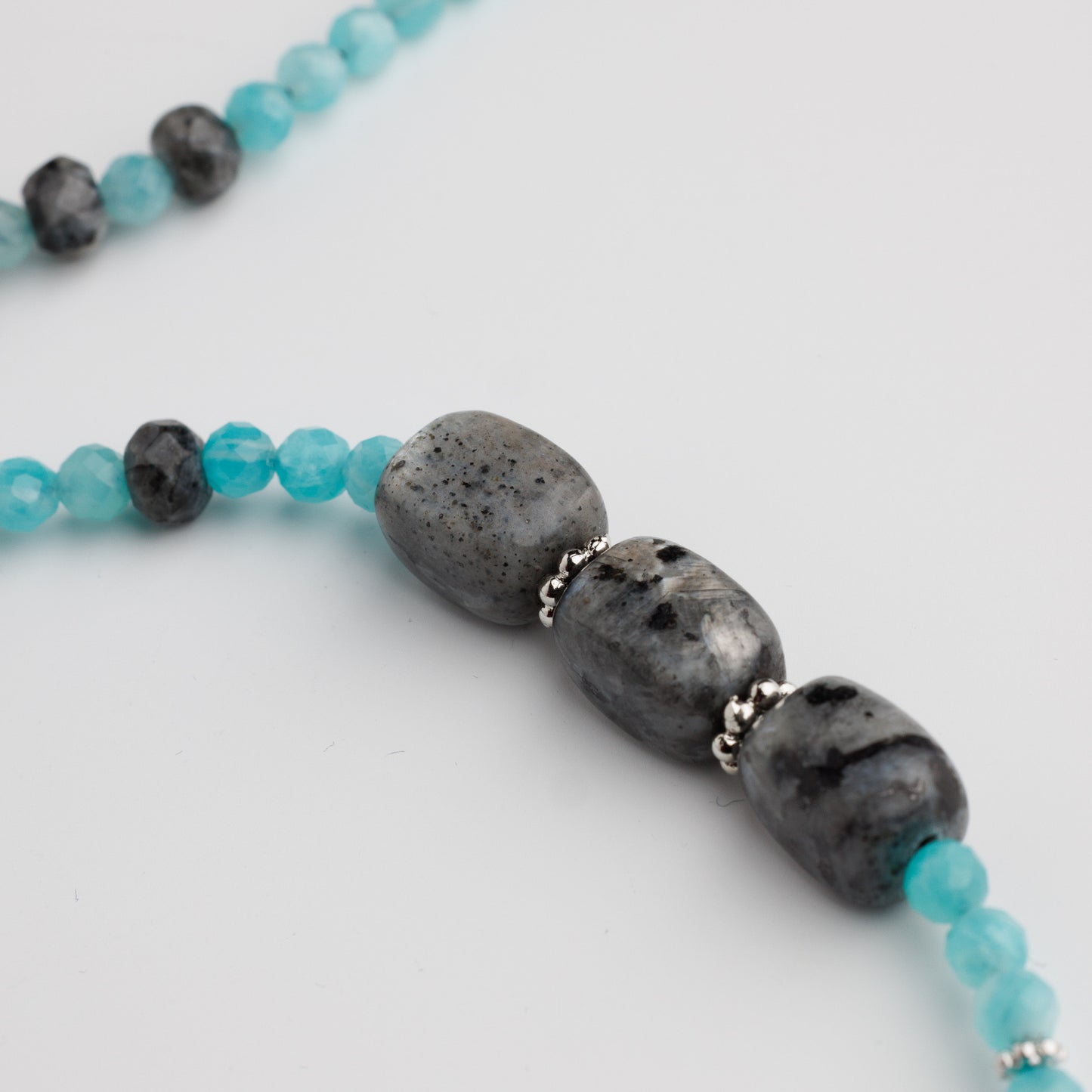 Sautoir argent - Amazonite et Labradorite - FIDJI
