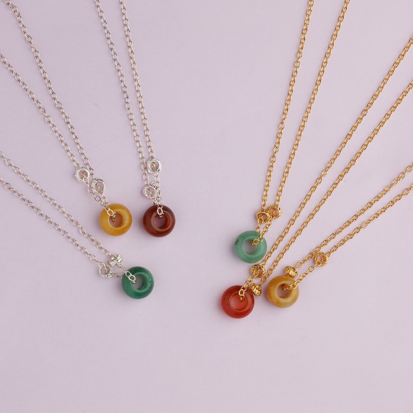 Collier en maille plaqué argent - Aventurine - ANOUK