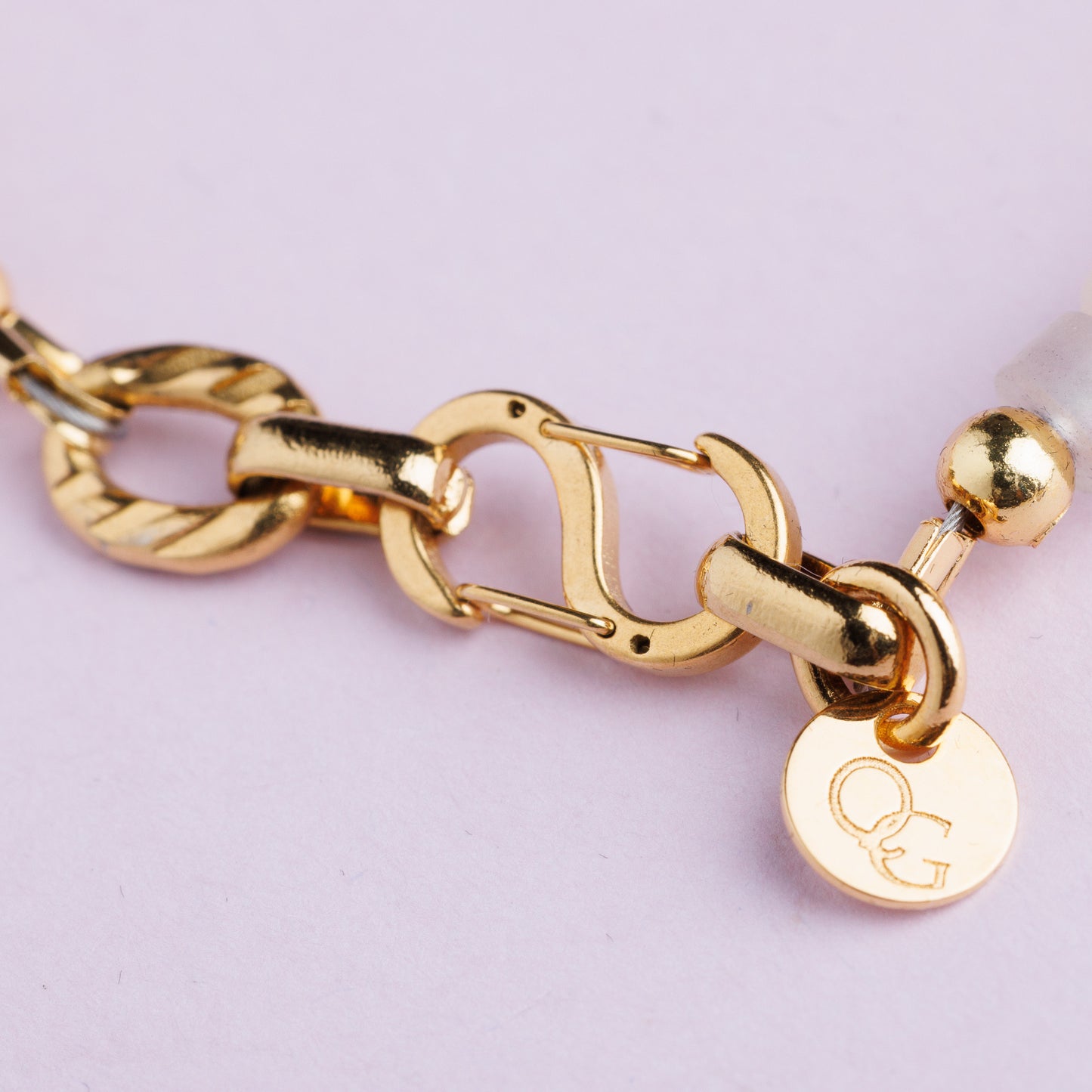 Bracelet acier inoxydable or - Quartz et Améthyste - LOLA