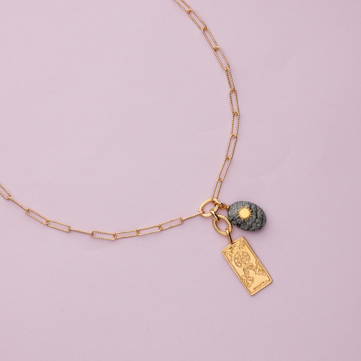 Collier en maille or et jaspe - TANIA - Tarot