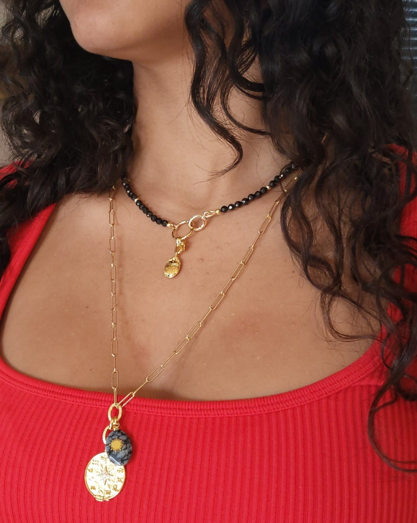 Collier en maille or et gold sandstone - TANIA - Astro