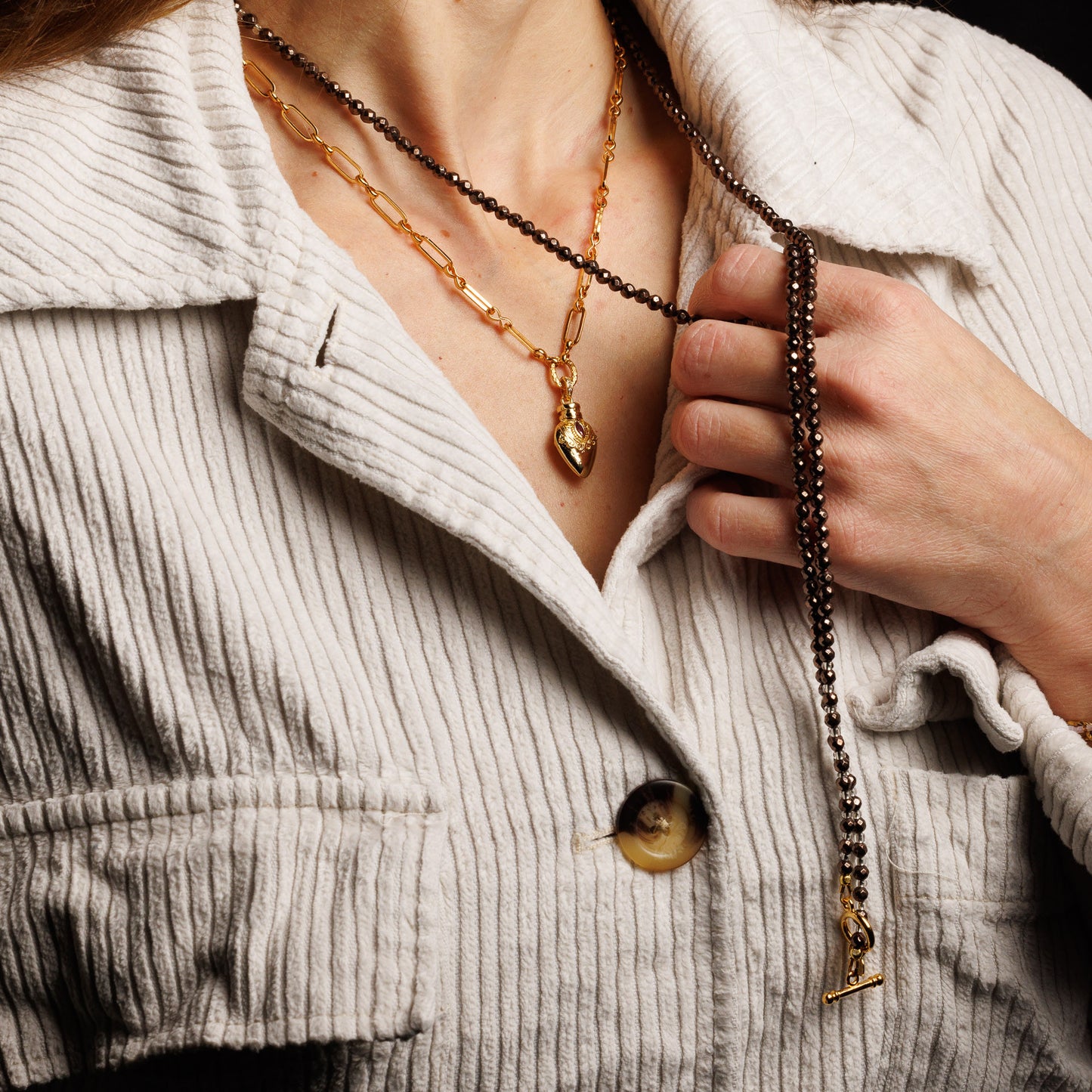 Collier 3 en 1 or - Hématite - CELIA