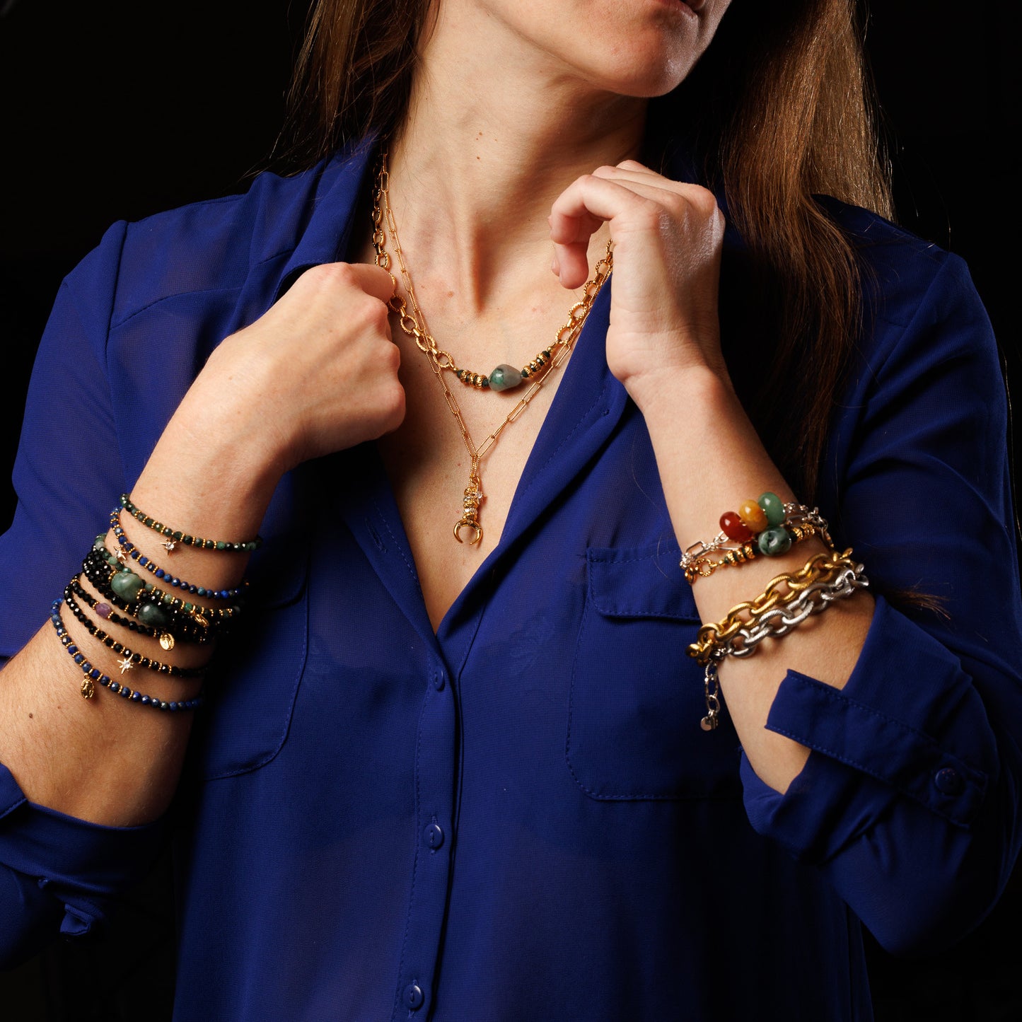 Bracelet or - Hématite - Etoile - STELLA