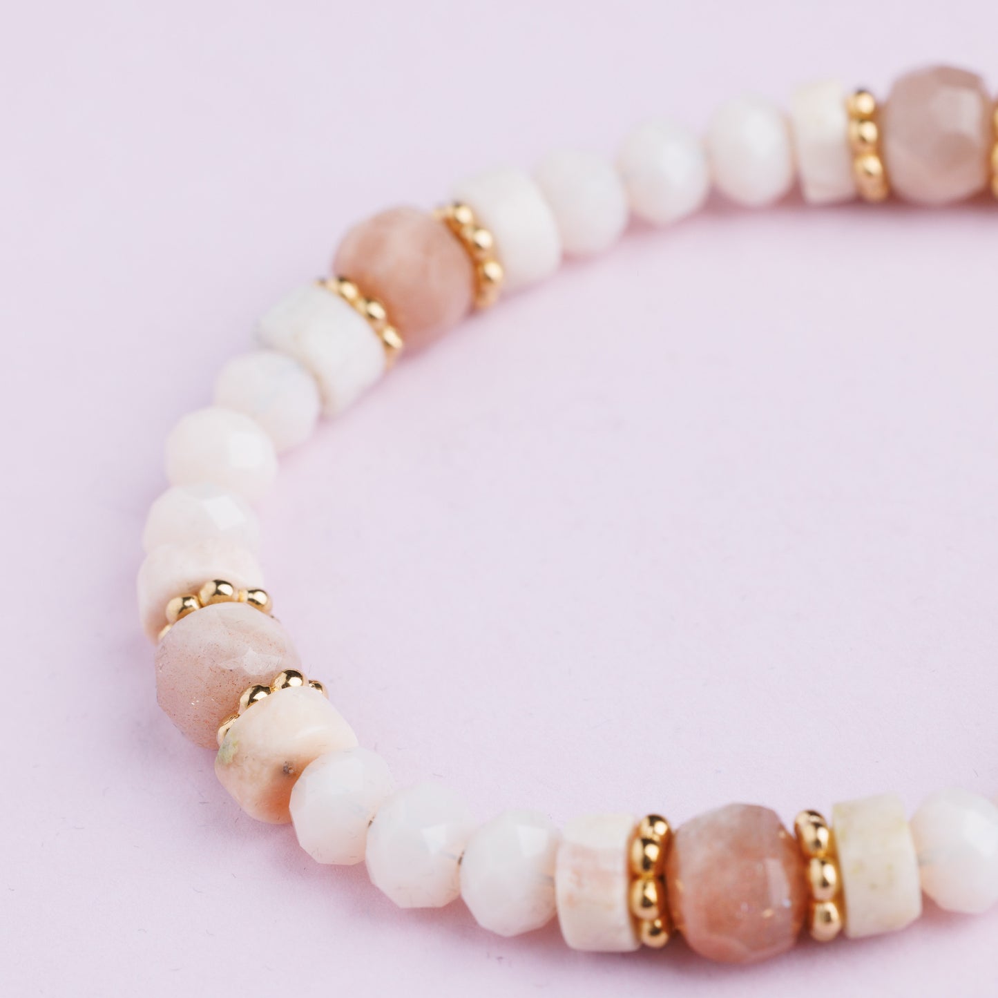 Bracelet acier inoxydable or - Jade et pierre de lune - JADE