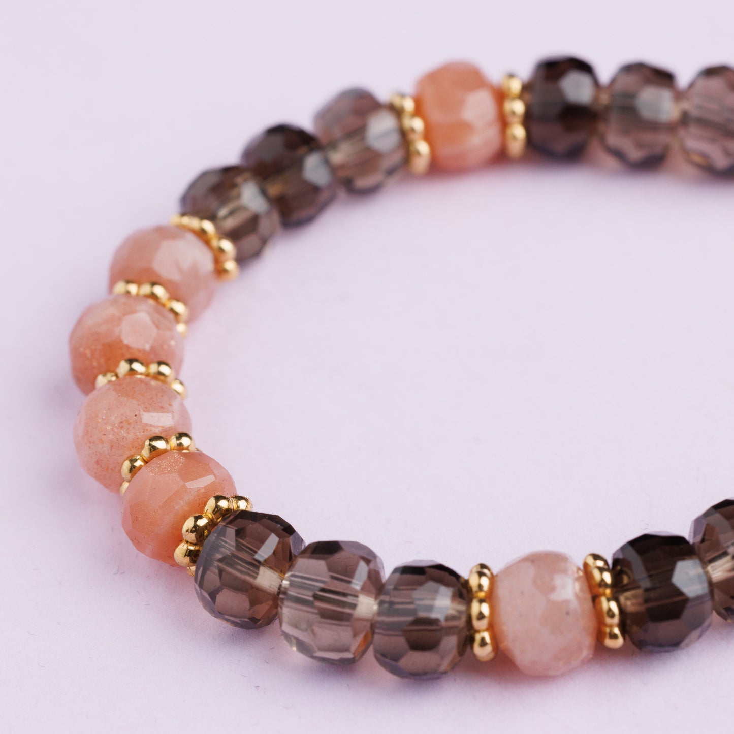 Bracelet acier inoxydable or - Quartz fumé et Pierre de Lune -LOLA