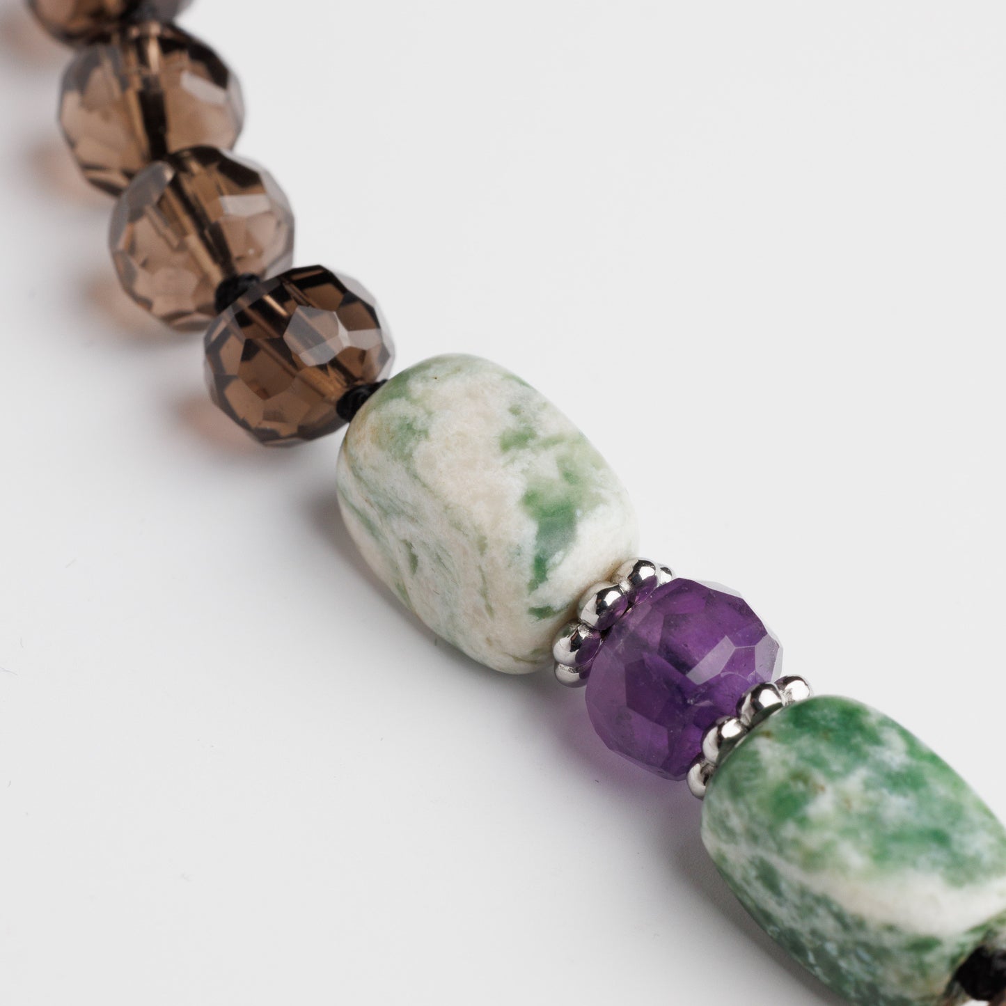 Sautoir argent - Quartz fumé et améthyste - AMÉLIE
