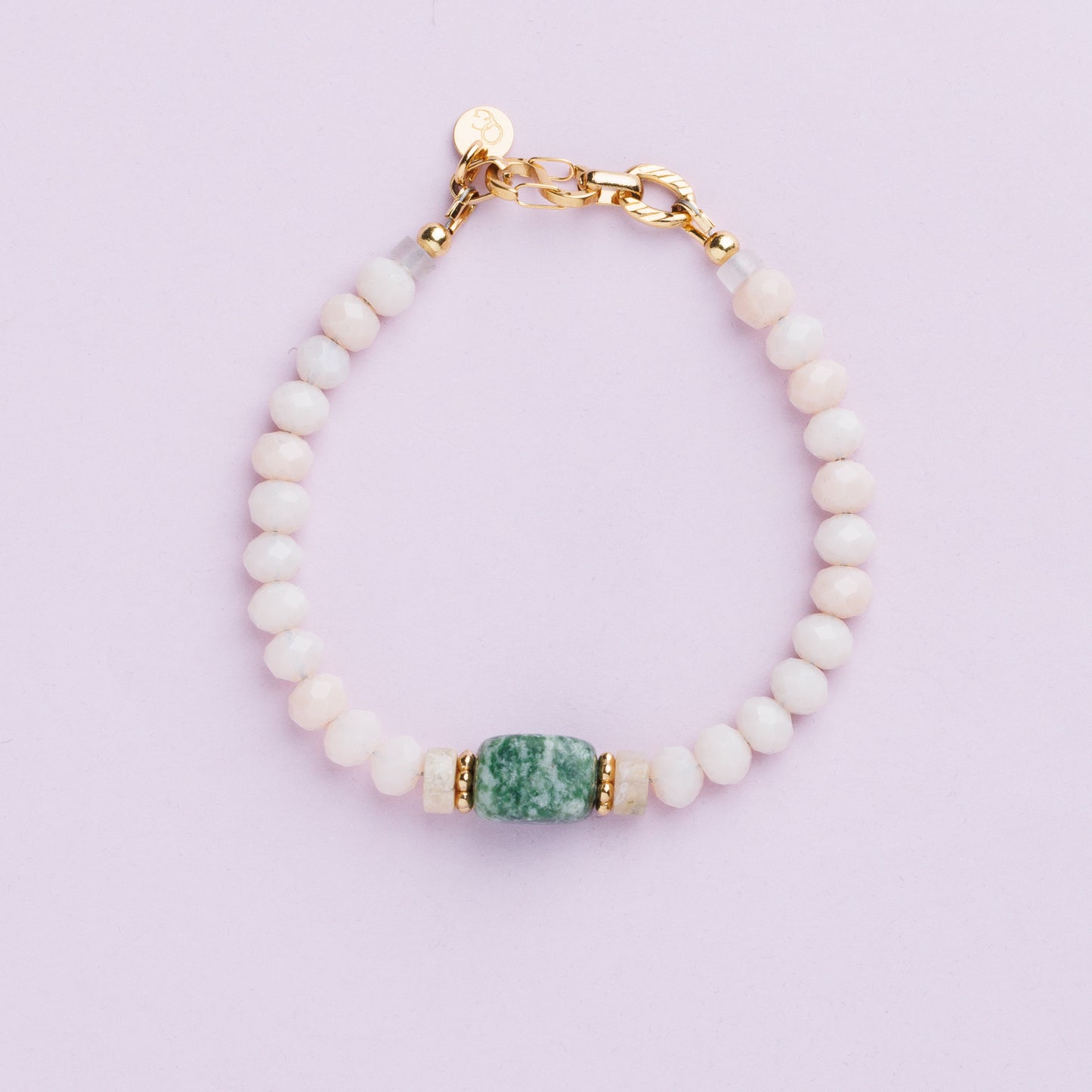 Bracelet acier inoxydable or- Jade et Jaspe - AMALIA