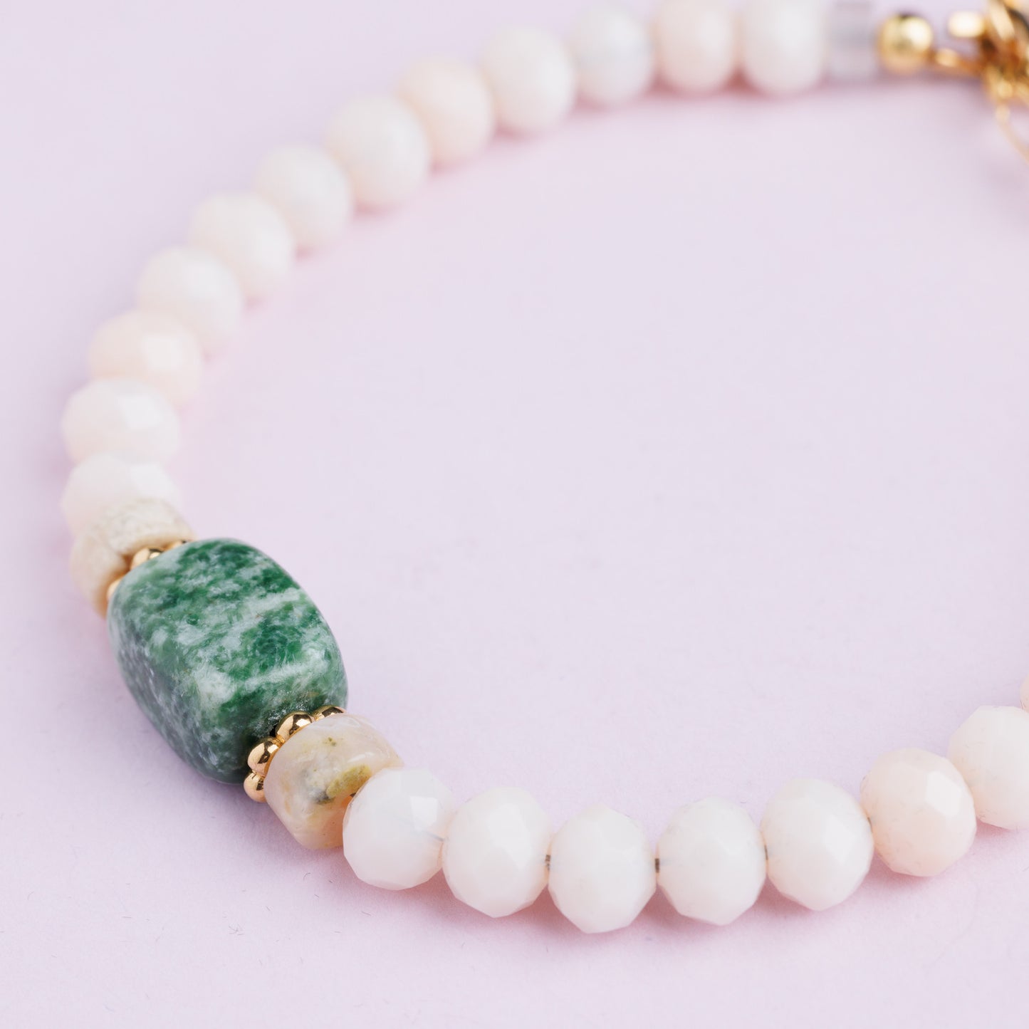 Bracelet acier inoxydable or- Jade et Jaspe - AMALIA