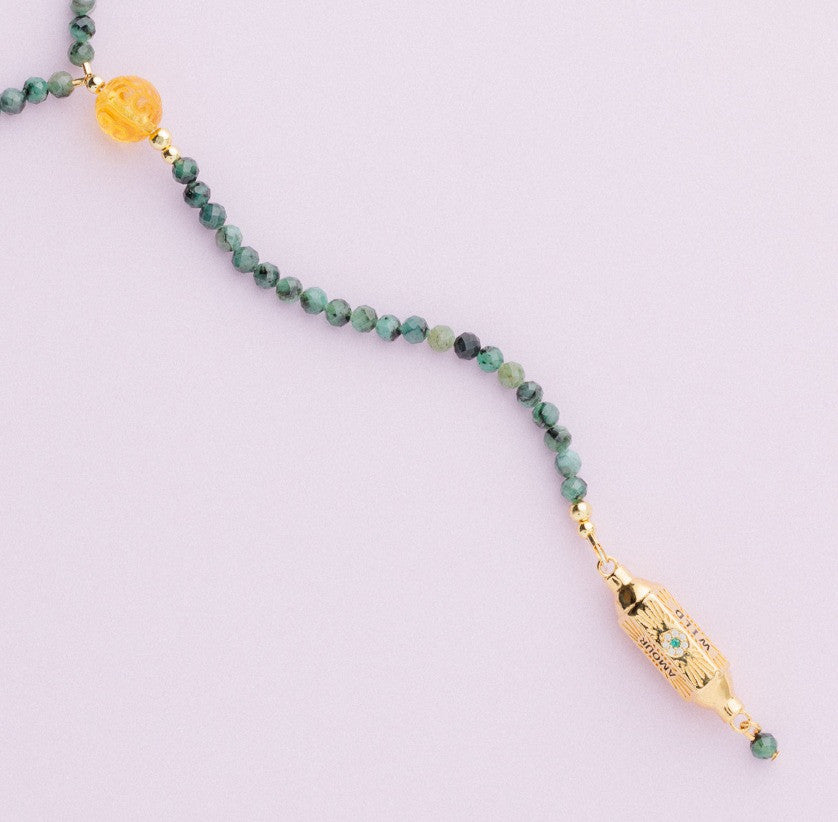 Collier or - Emeraude et citrine - Talisman - CASSIE