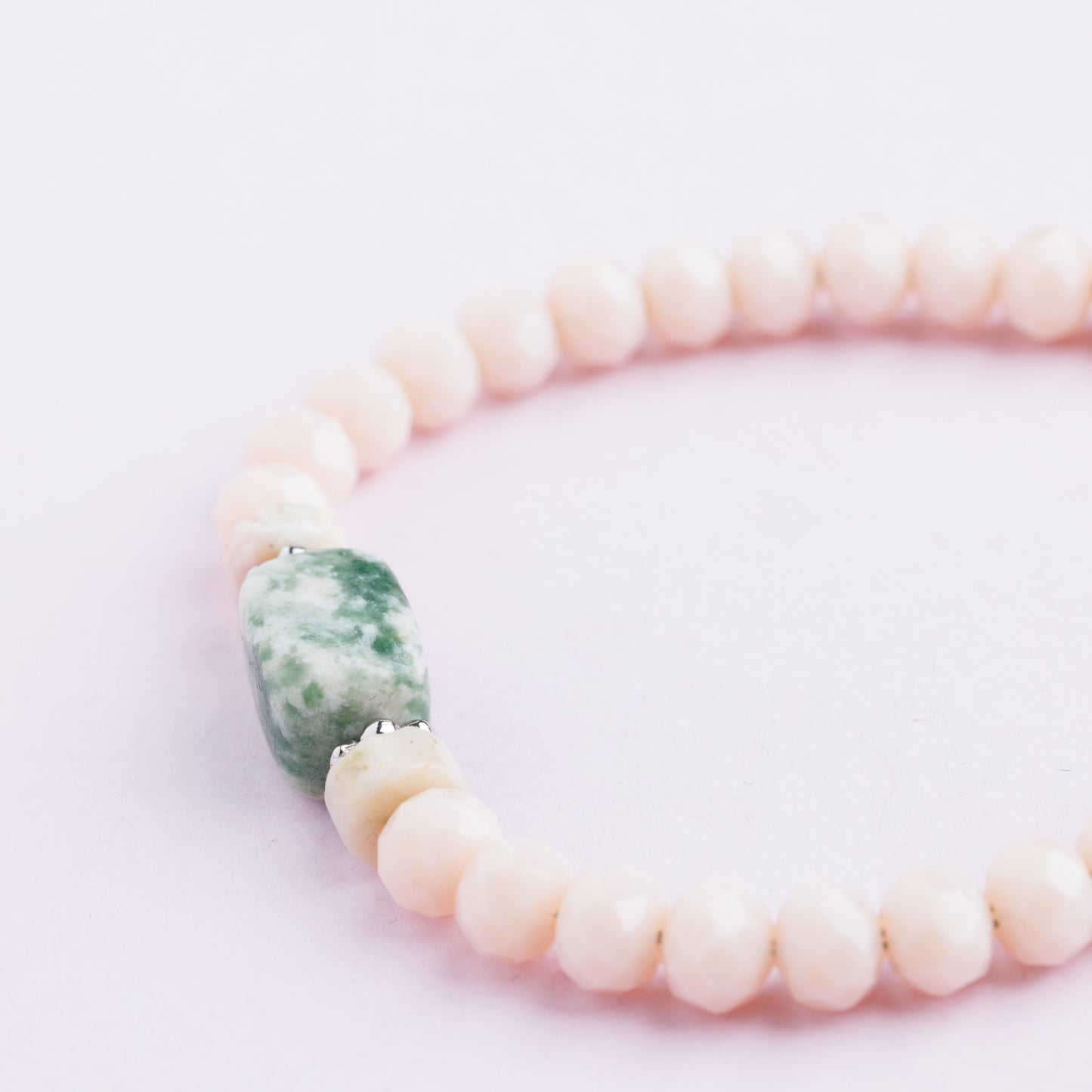 Bracelet acier inoxydable argent - Jade et Jaspe - AMALIA