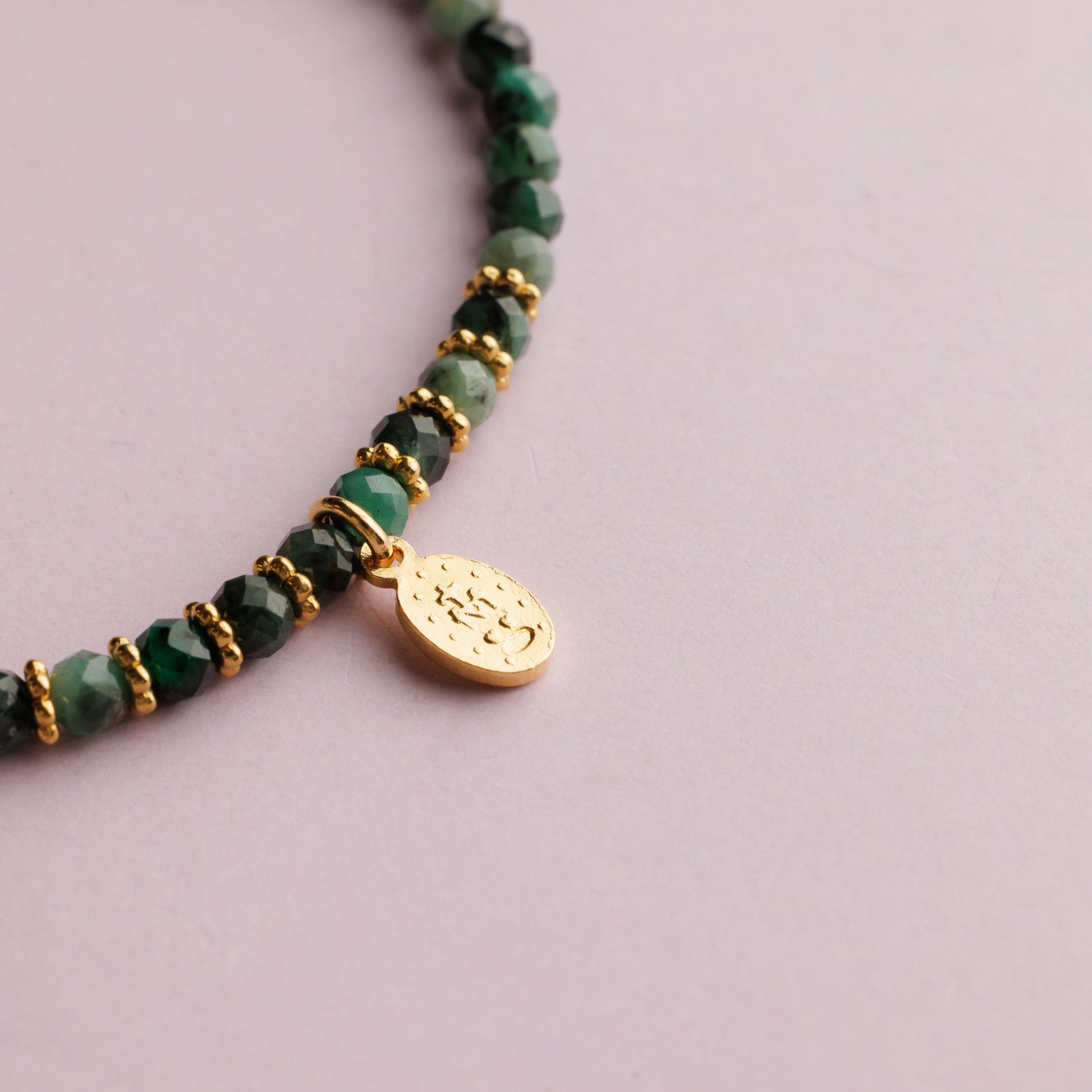 Bracelet or - Emeraude - Médaille miraculeuse - MARIA